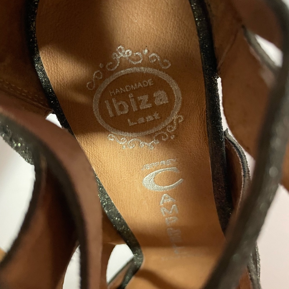 Jeffrey Campbell Ibiza Laramie suede lace up sandals heels black shimmer 10 - Picture 9 of 10